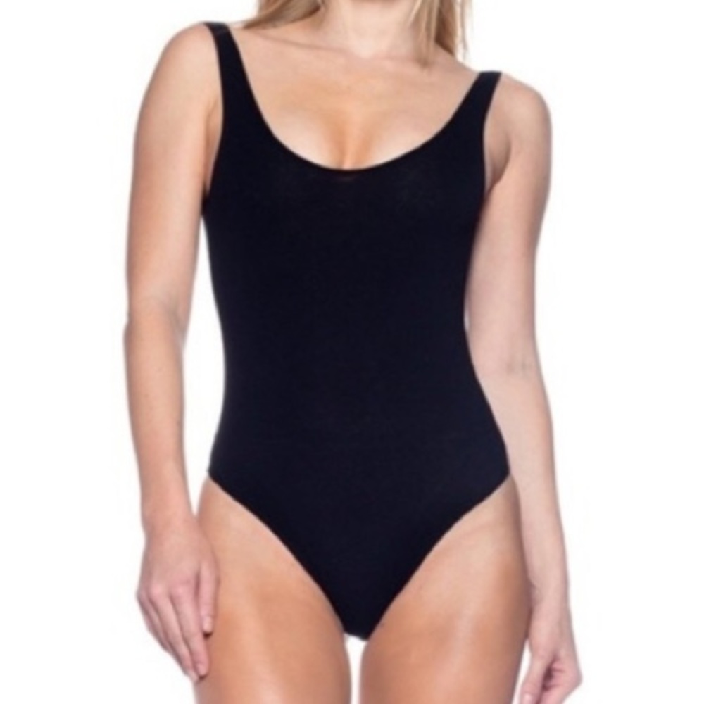 NEW Classic Ribbed Black Thong Body Suit - Picture 2 of 16